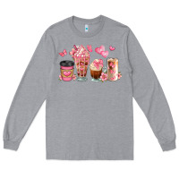 Heather Grey floral coffee cups Long Sleeve Tee - JahusDesignShop