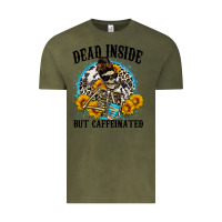 Vintage Olive dead inside but caffeinated Vintage Tee - Zillion Design Studio