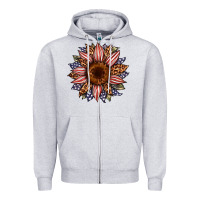 Heather Grey usa flag camouflage leopard sunflower Zipper Hoodie - Artiststas