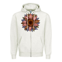 Oatmeal Heather usa flag camouflage leopard sunflower Zipper Hoodie - Artiststas