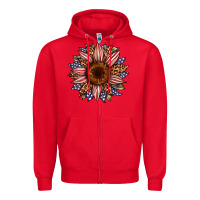 Red usa flag camouflage leopard sunflower Zipper Hoodie - Artiststas