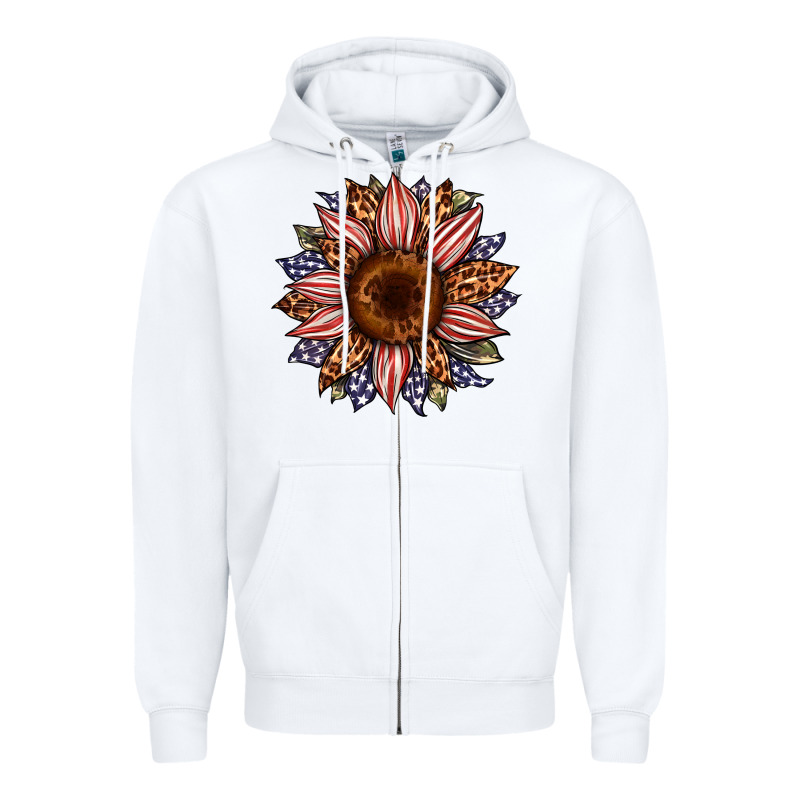 Usa Flag Camouflage Leopard Sunflower Zipper Hoodie by Artiststas | Teevron
