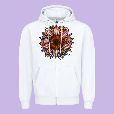 Usa Flag Camouflage Leopard Sunflower Zipper Hoodie Designed By Artiststas