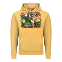 Vintage Mustard happy easter rooster chicken and chick Vintage Hoodie - RanaPortraitStore