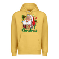 Antique Gold Merry Christmas With Santa Premium Hoodie - BundleAndBundleShop