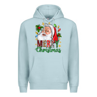 Blue Mist Merry Christmas With Santa Premium Hoodie - BundleAndBundleShop