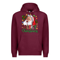 Burgundy Merry Christmas With Santa Premium Hoodie - BundleAndBundleShop