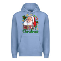 Colony Blue Merry Christmas With Santa Premium Hoodie - BundleAndBundleShop