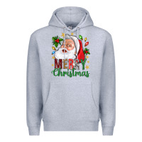 Heather Grey Merry Christmas With Santa Premium Hoodie - BundleAndBundleShop