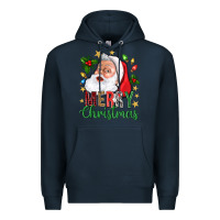 Navy Merry Christmas With Santa Premium Hoodie - BundleAndBundleShop