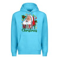 Ocean Blue Merry Christmas With Santa Premium Hoodie - BundleAndBundleShop
