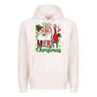 Pale Pink Merry Christmas With Santa Premium Hoodie - BundleAndBundleShop