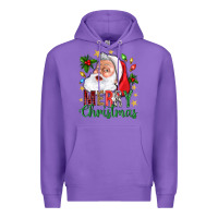 Purple Merry Christmas With Santa Premium Hoodie - BundleAndBundleShop