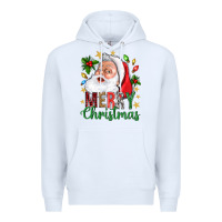 White Merry Christmas With Santa Premium Hoodie - BundleAndBundleShop
