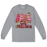 Heather Grey pink christmas trees Long Sleeve Tee - AdoDesignShop