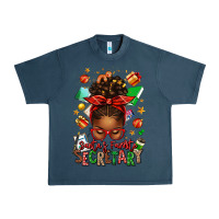 Midnight Navy santa's favorite secretary afro messy bun Urban Heavy Tee - texasbilliewilder