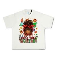Santa's Favorite Secretary Afro Messy Bun Urban Heavy Tee | Teevron