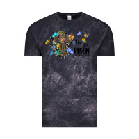 Cloud Black he is risen matthew 28 6 cross with butterflies cowhide background Vintage Tee - BarkalooDesign