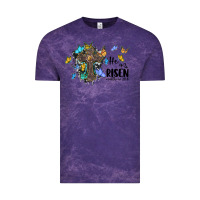 Cloud Purple he is risen matthew 28 6 cross with butterflies cowhide background Vintage Tee - BarkalooDesign