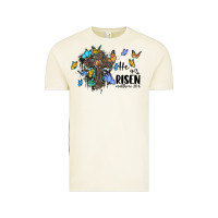 Vintage Arctic he is risen matthew 28 6 cross with butterflies cowhide background Vintage Tee - BarkalooDesign