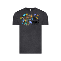 Vintage Black he is risen matthew 28 6 cross with butterflies cowhide background Vintage Tee - BarkalooDesign