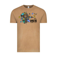 Vintage Camel he is risen matthew 28 6 cross with butterflies cowhide background Vintage Tee - BarkalooDesign