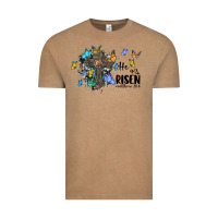 Vintage Coffee he is risen matthew 28 6 cross with butterflies cowhide background Vintage Tee - BarkalooDesign