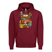 Burgundy farm truck,fall Zipper Hoodie - JahusDesignShop