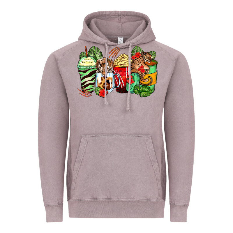 Tiger Coffee Cups Vintage Hoodie by Zillion Design Studio | Teevron