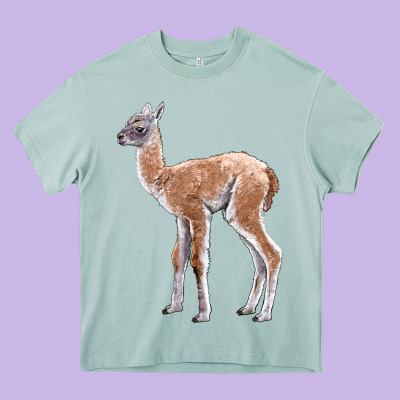 Guanaco Llama Baby Heavy Core Tee Designed By Lillyallendesigns