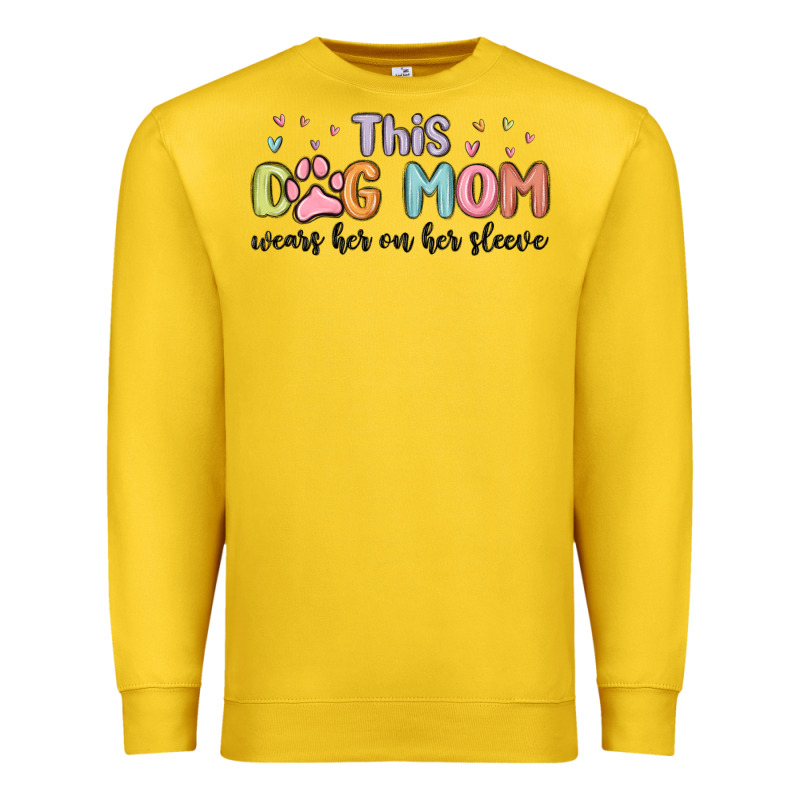 This Dog Mom Wears Her Heart On Her Sleeve Premium Sweatshirt by MaliasSmallBusiness | Teevron