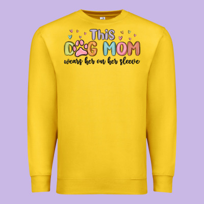 This Dog Mom Wears Her Heart On Her Sleeve Premium Sweatshirt Designed By Maliassmallbusiness