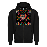 Black sugar skull seamless pattern Zipper Hoodie - BundleAndBundleShop