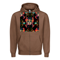 Chestnut sugar skull seamless pattern Zipper Hoodie - BundleAndBundleShop