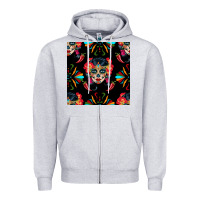 Heather Grey sugar skull seamless pattern Zipper Hoodie - BundleAndBundleShop
