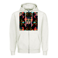 Oatmeal Heather sugar skull seamless pattern Zipper Hoodie - BundleAndBundleShop