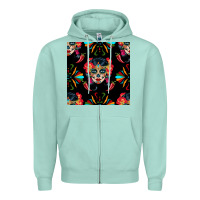 Seafoam sugar skull seamless pattern Zipper Hoodie - BundleAndBundleShop
