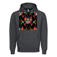 Smoke sugar skull seamless pattern Zipper Hoodie - BundleAndBundleShop
