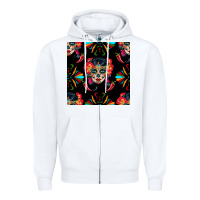 White sugar skull seamless pattern Zipper Hoodie - BundleAndBundleShop