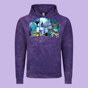 Wolf Coffee Cups Vintage Hoodie Designed By Zillion Design Studio
