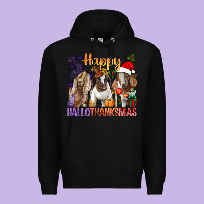 Happy Hallothanksmas Goats Premium Hoodie Designed By Bundleandbundleshop