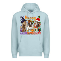 Blue Mist Happy Hallothanksmas Goats Premium Hoodie - BundleAndBundleShop