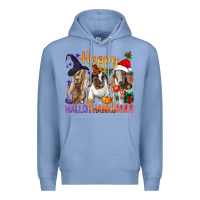 Colony Blue Happy Hallothanksmas Goats Premium Hoodie - BundleAndBundleShop
