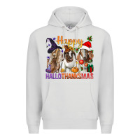 Dove Grey Happy Hallothanksmas Goats Premium Hoodie - BundleAndBundleShop