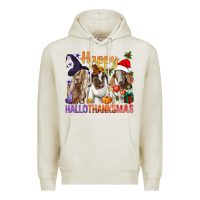 Oatmeal Heather Happy Hallothanksmas Goats Premium Hoodie - BundleAndBundleShop