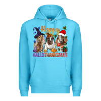 Ocean Blue Happy Hallothanksmas Goats Premium Hoodie - BundleAndBundleShop