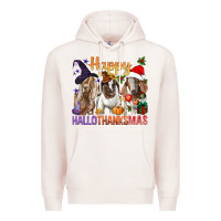 Pale Pink Happy Hallothanksmas Goats Premium Hoodie - BundleAndBundleShop