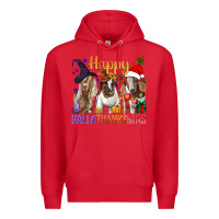 Red Happy Hallothanksmas Goats Premium Hoodie - BundleAndBundleShop