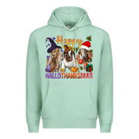 Seafoam Happy Hallothanksmas Goats Premium Hoodie - BundleAndBundleShop