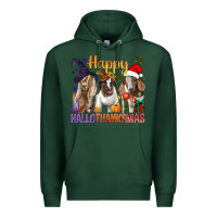 Sports Green Happy Hallothanksmas Goats Premium Hoodie - BundleAndBundleShop